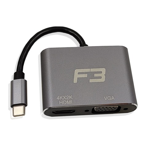 Cabo Adaptador 2 em 1 USB-C 3.1 Type-C Para HDMI 4K e VGA JC-TYC-HDMIVGA