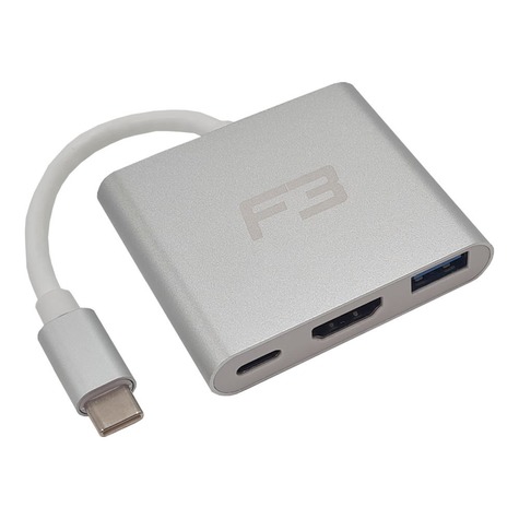 Cabo Adaptador 3 em 1 USB-C 3.1 Type-C Para HDMI 4K - USB 3.0 JC-TYC-HM31