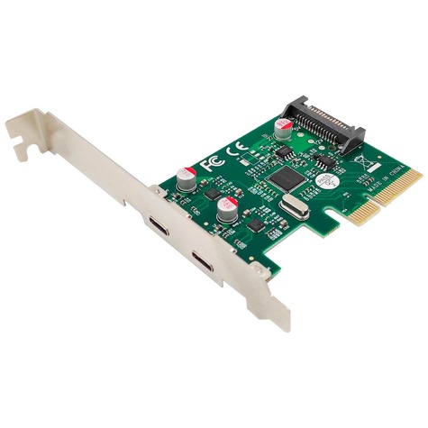 Placa Type-c Pci-Express X4 Normal e Low Profile 2 portas JC-PCI-TYC