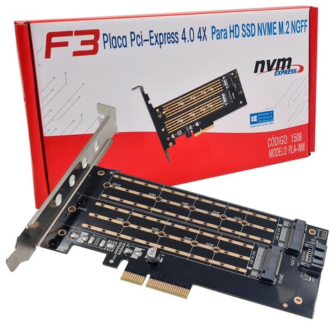 Placa Pci-Express 4.0 4X Para HD NVME M.2 NGFF SSD PLA-NM