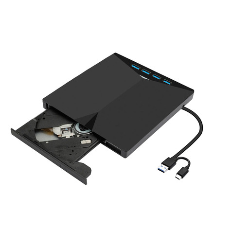 Leitor e gravador de DVD Externo 7 em 1 UBS3.0 Leitor de cartão SD e MicroSD DVD-RW-MU