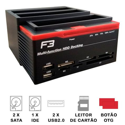 Dock Station para 2 HD's SATA + 1 HD IDE 2.5"/3.5" USB 3.0 JC-DOC893U3