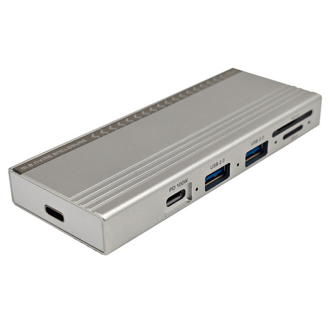 HUB 6 em 1 Type-c para HD NVME type-c USB 2.0 e Leitor de cartão
