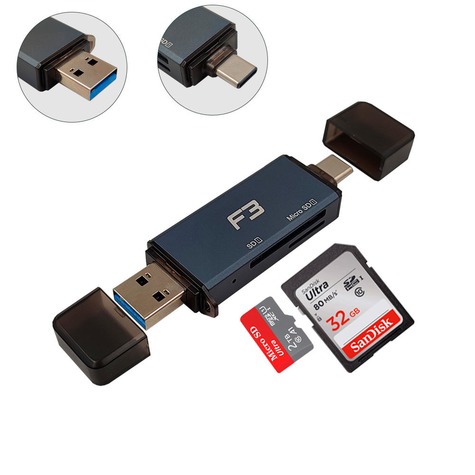 Adaptador TYPE-C/USB 3.0 para Leitor de cartão SD/ Micro SD JC-LT-TYC-U