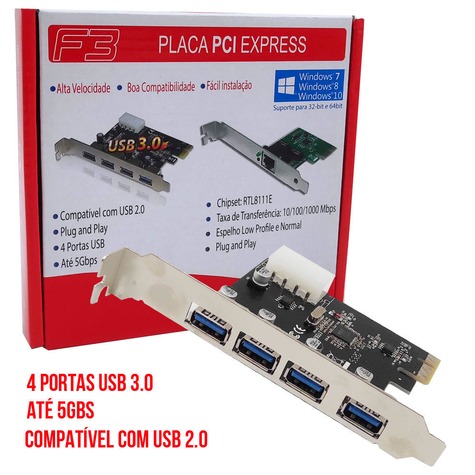 Placa Usb 3.0 Pci-Express 4 Portas JC-PCI-3.0