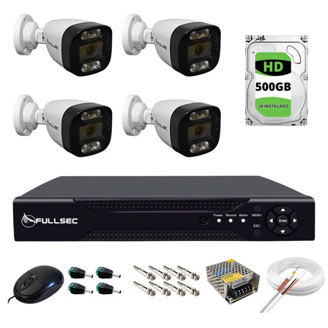 Kit 4 Câmeras Bullet HD 720p AH15 DVR 4CH 50M KIT4-50-4B500GB