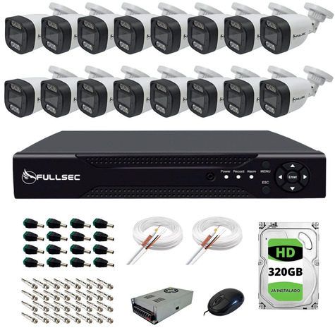 Kit 16 Câmeras Bullet HD 720p AH15 + DVR 16CH KIT16-16B320GB