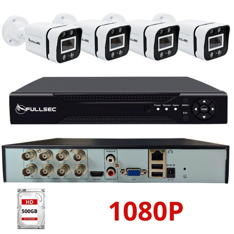 Kit 4 Câmeras Bullet AHD 1080p DVR 4CH FSM-4CH-1080P
