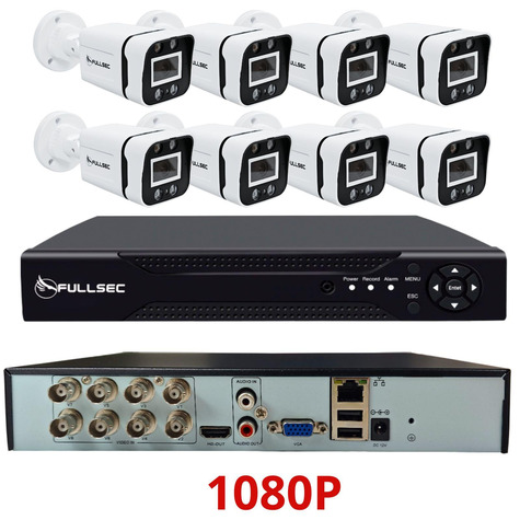 Kit 8 Câmeras Bullet AHD 1080p DVR 8CH FSM-8CH-1080P