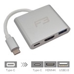 Cabo Adaptador 3 em 1 USB-C 3.1 Type-C Para HDMI 4K - USB 3.0 JC-TYC-HM31