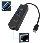 Cabo Adaptador USB-C 3.1 Type-C Para Hub 3 Portas USB 3.0 com Rj45 10/100/1000 Mbps JC-TYC-R03