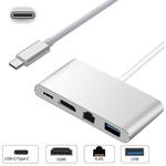 Cabo Adaptador USB-C 3.1 Para HDMI 4K - USB 3.0 - Type-C - RJ45 JC-TYC-401