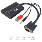 Cabo Conversor VGA para HDMI com Áudio USB JC-AD-VGA