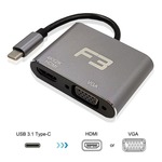 Cabo Adaptador 2 em 1 USB-C 3.1 Type-C Para HDMI 4K e VGA JC-TYC-HDMIVGA