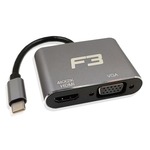 Cabo Adaptador 2 em 1 USB-C 3.1 Type-C Para HDMI 4K e VGA JC-TYC-HDMIVGA