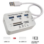 HUB USB 3.0 com 3 portas USB 3.0 e leitor de cartão JC-U-COMBO