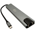 Hub Adaptador Type-c 8 em 1 Para HDMI - Type-c - USB 3.0 - USB 2.0- Micro SD - SDe LAN JC-TYC-860