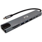 Hub Adaptador Type-c 8 em 1 Para HDMI - Type-c - USB 3.0 - USB 2.0- Micro SD - SDe LAN JC-TYC-860