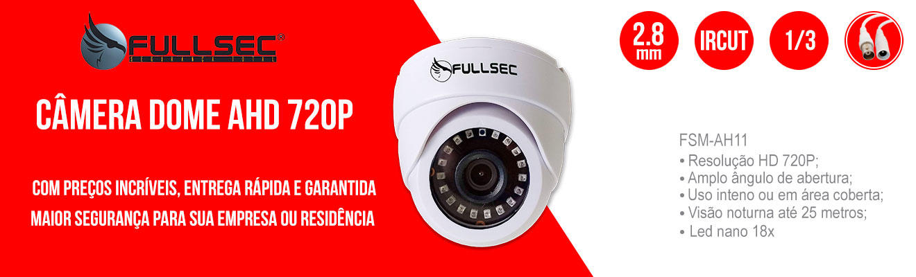 1386 - Câmera Dome AHD 720P 1/3 25 metros 2.8mm 18x led nano FSM-AH11